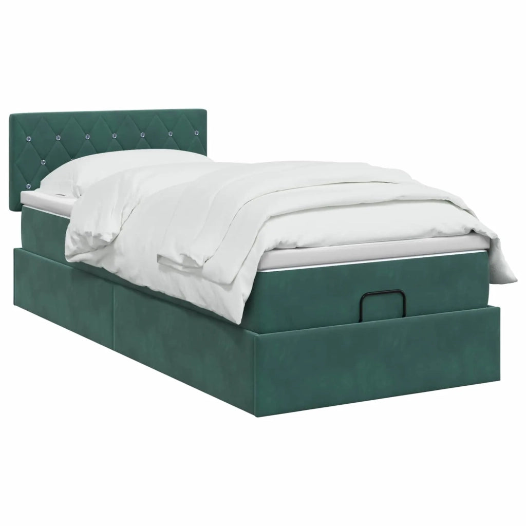Letto ottomano con materasso Verde Scuro 80 x 200 cm Velluto 3456450