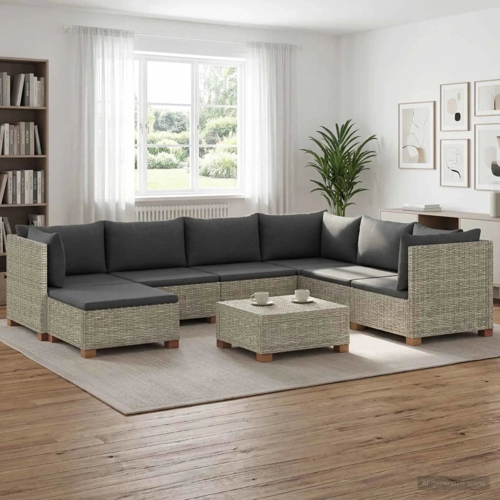 8 pz Set Lounge in Rattan con Cuscini GENDT Rattan naturale 3429863