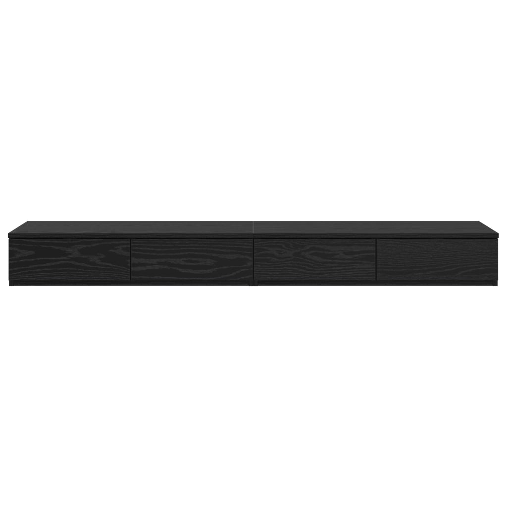 Cassetti per letto Nero Rovere 150x36,5x16,5 cm Legno ingegnerizzato
