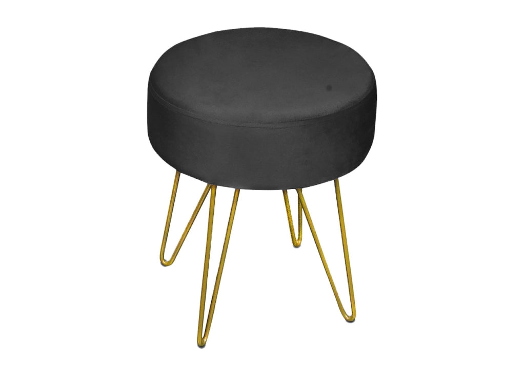 Pouf Salotto/Camera Rotondo Design Moderno Modello Velvet In Tinta Unita - Pouf - Nero