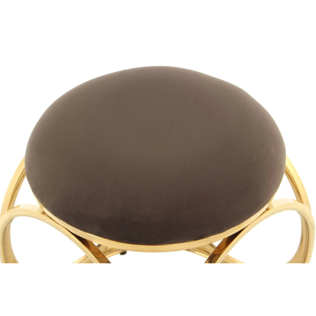 Pouf Whitney 300 in velluto taupe e struttura oro