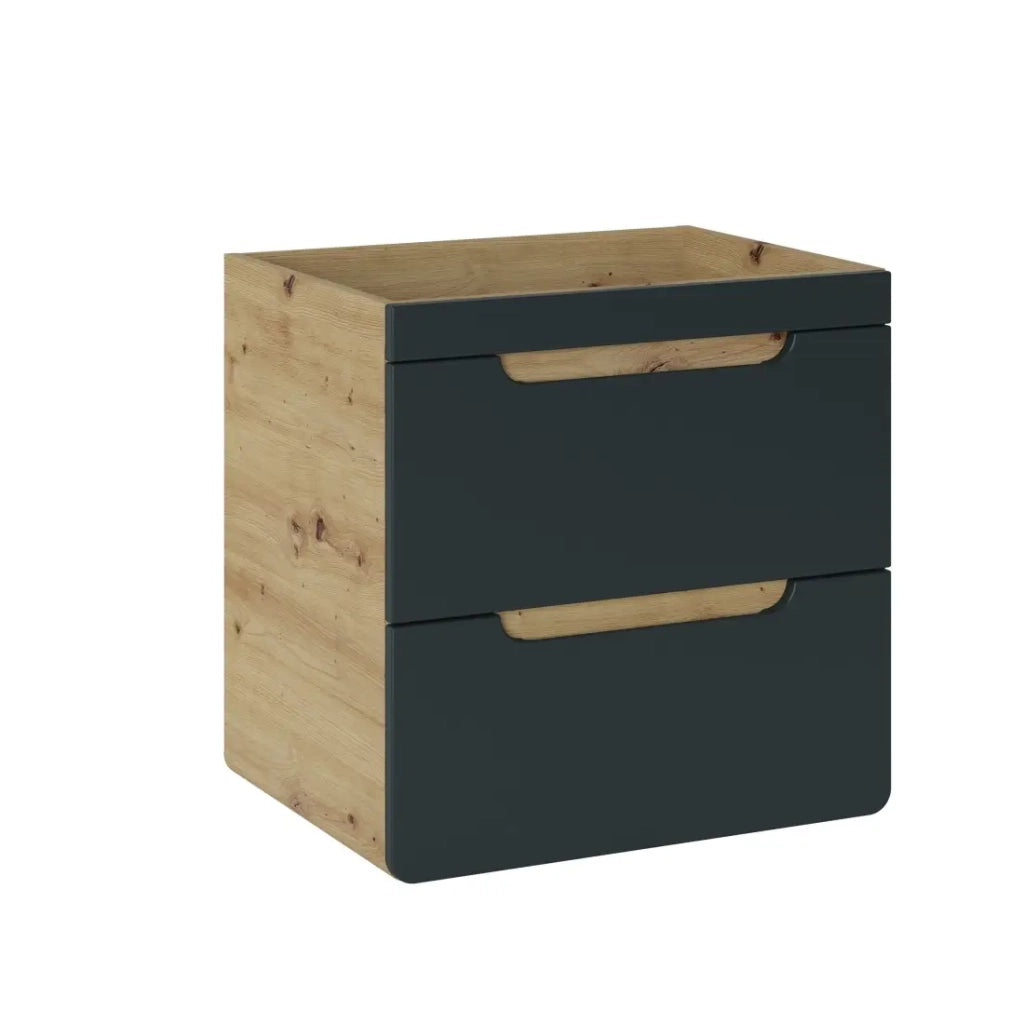Mobile sottolavabo ERBANO – 60 cm – Colori rovere chiaro e grigio antracite – 2 porte – Da appendere