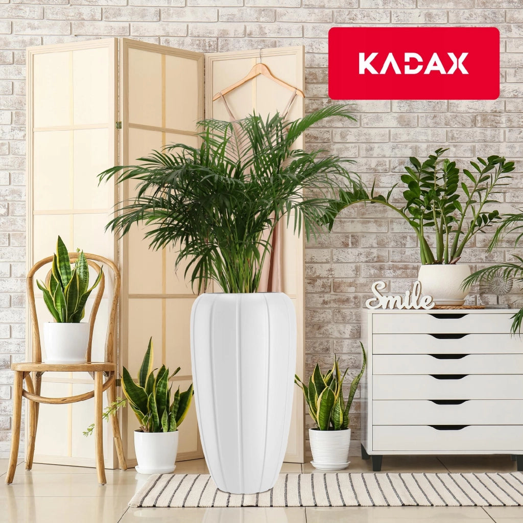 Vaso da giardino alto KADAX con inserto, bianco, 75 cm, in plastica 3D