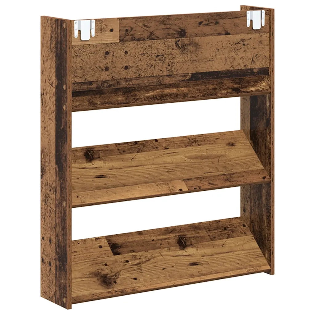 Scarpiera a Muro Legno Antico 80x18x90 cm in Legno Multistrato 856544