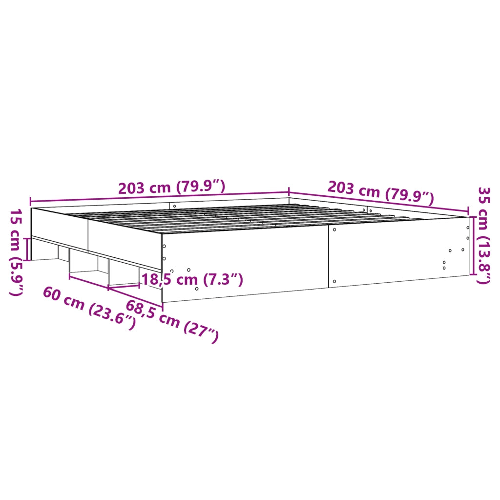Giroletto senza Materasso Rovere Sonoma 200x200cm in Truciolato 3295627