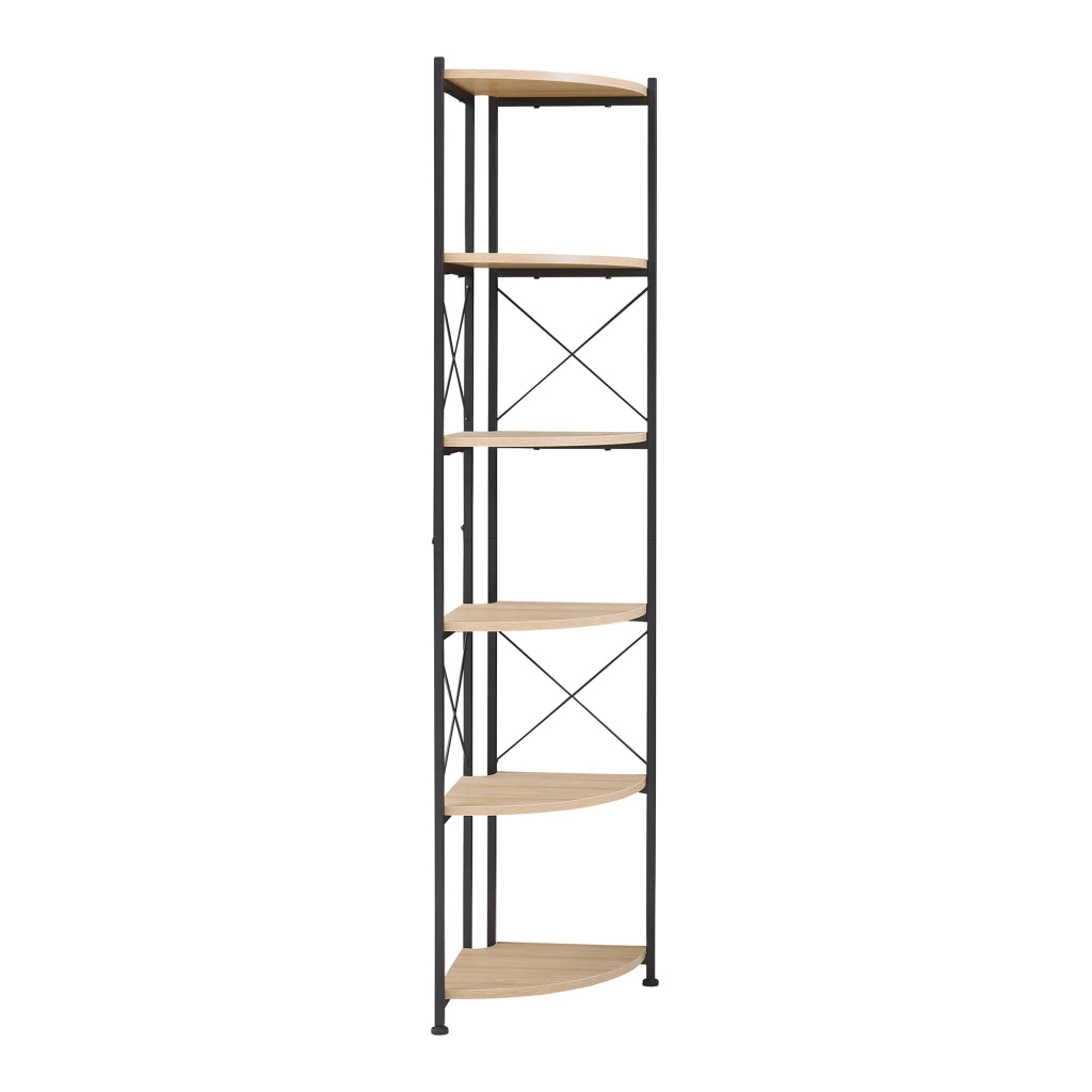 Scaffale Angolare Ulfborg con 6 Ripiani 160 x 30 x 30 cm - Nero / Effetto Rovere [en.casa]