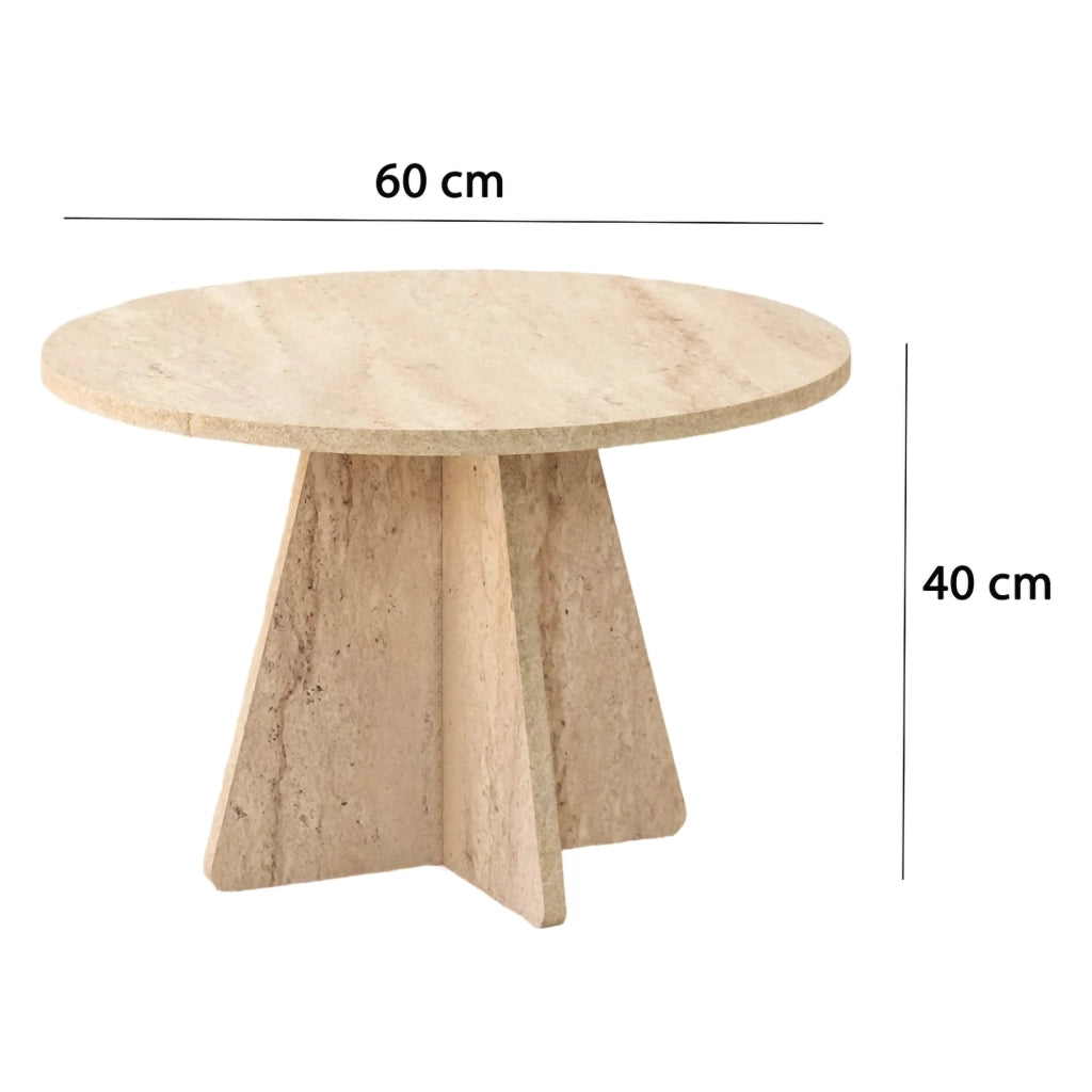 Armanda, Tavolino da Salotto Forma Rotondo, 60x60x40h cm Beige Marmo