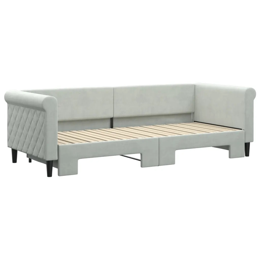 Divano Letto con Letto Estraibile Grigio Chiaro 80x200 Velluto 3197764
