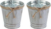 Decorativa Vaso Rustico per Piante Succulente - Set da 2 - Piccola Ciotola di Latta - Ciotola Metallica Gialvanizzata per Decorazione di Tavola