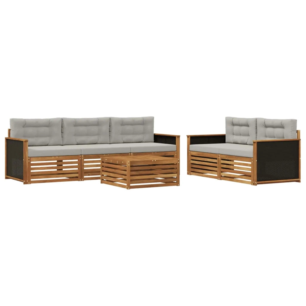 Set di divani da esterno 6 pcs Naturale e Grigio Chiaro 3383014