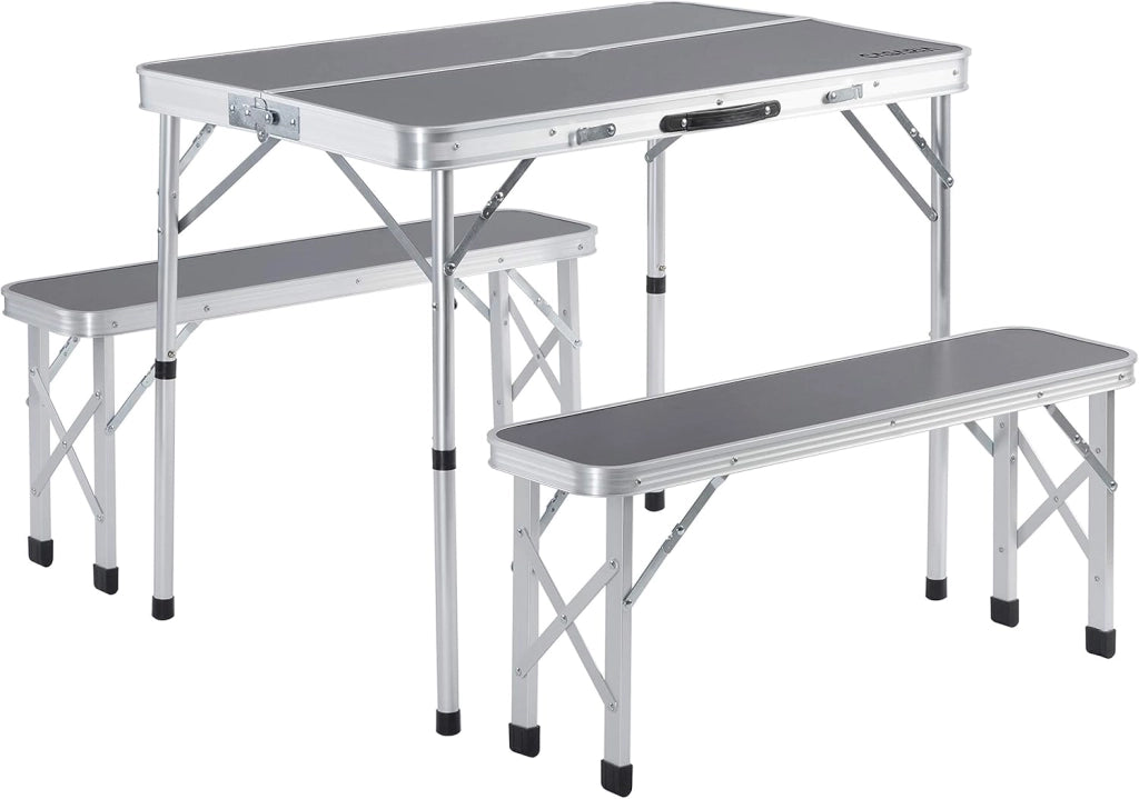 Set Tavolo da campeggio con 2 panche in alluminio a valigetta tavolino picnic giardino