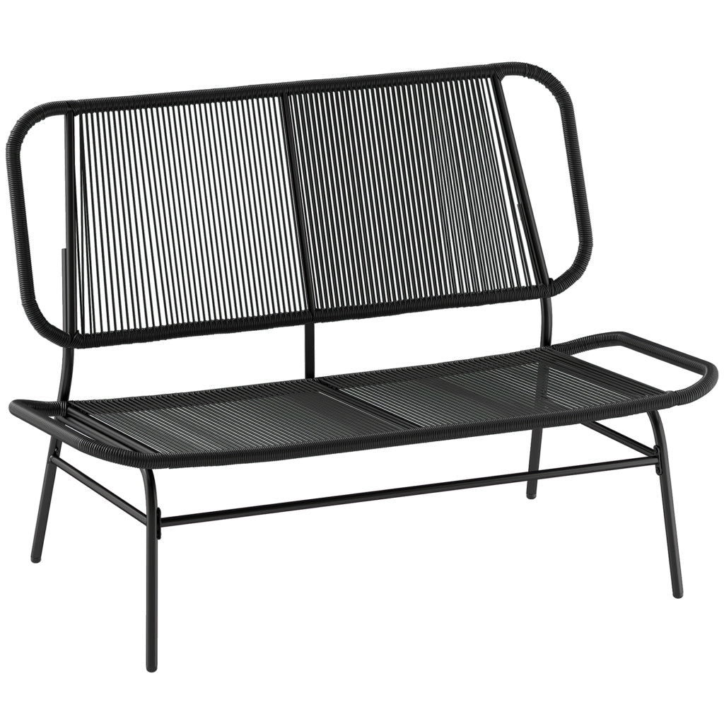 Divano da giardino 2 posti in rattan con struttura in acciaio ¨C zephmum ¨C nero