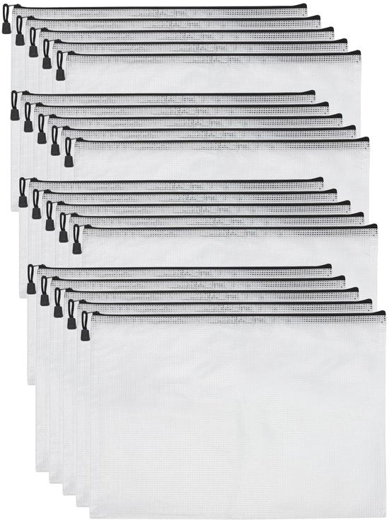 Documenti in Tessuto - 20 Pezzi - A3 Document Holder - Borse per Documenti in Tessuto - Materiale Resistente - Disegno Semi-Transparente - 40 x 30 cm - Cartellino Documenti
