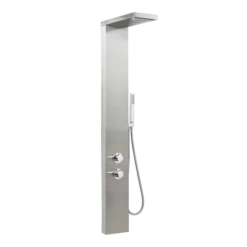 Trade Shop - Pannello Doccia Colonna In Acciaio Con Doccetta Soffione Cascata Idromassaggio -