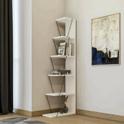 Libreria Erminia, Scaffale da ufficio, Mobile portalibri, Biblioteca, 50x22h150 cm, Bianco e Nero