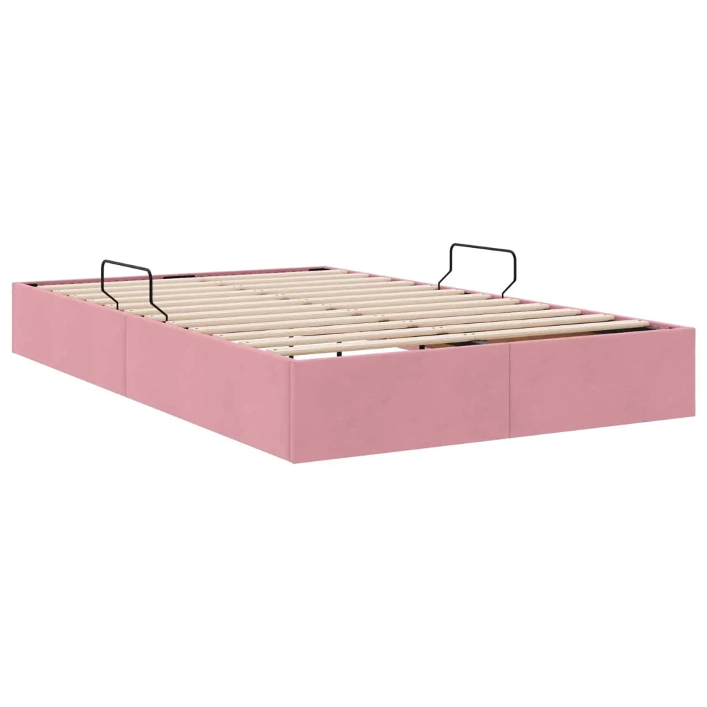 Letto ottomano con archiviazione Rosa 120 x 200 cm Velluto