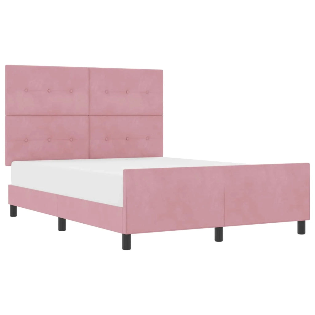 Letto a molle con testiera Rosa 160 x 200 cm Velluto