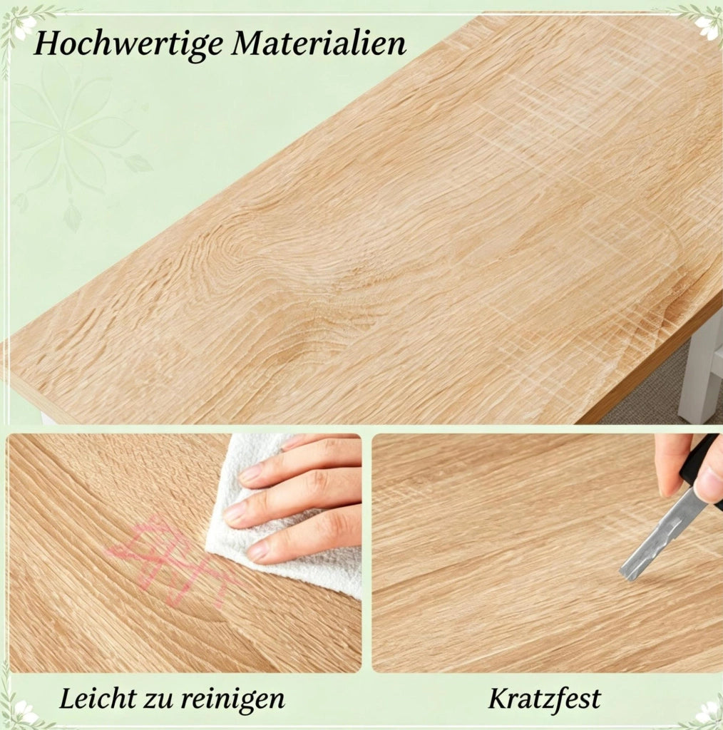 Tavolo bar alto in MDF e metallo bianco e rovere chiaro