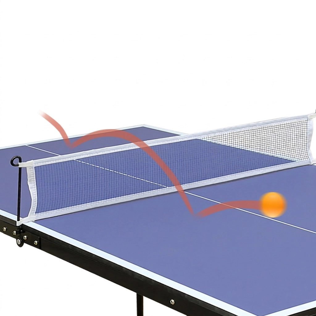 Tavolo da Ping Pong Pieghevole 137;2×76;2×68;6 cm con Rete; 2 Racchette e 3 Palline; Blu
