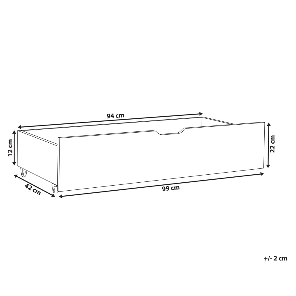 Set di 2 cassetti portaoggetti sotto il letto MDF con ruote in marrone chiaro