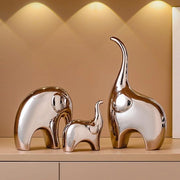Figura di Elefante Decorativa, Elefante di Cuoio Moderno, Decorazione per la Sala da Pranzo, Elefante Felice, per Librerie, Ufficio, Casa, Decorazione da Tavolo, Regalo per gli Amanti degli Elefanti (Argento)