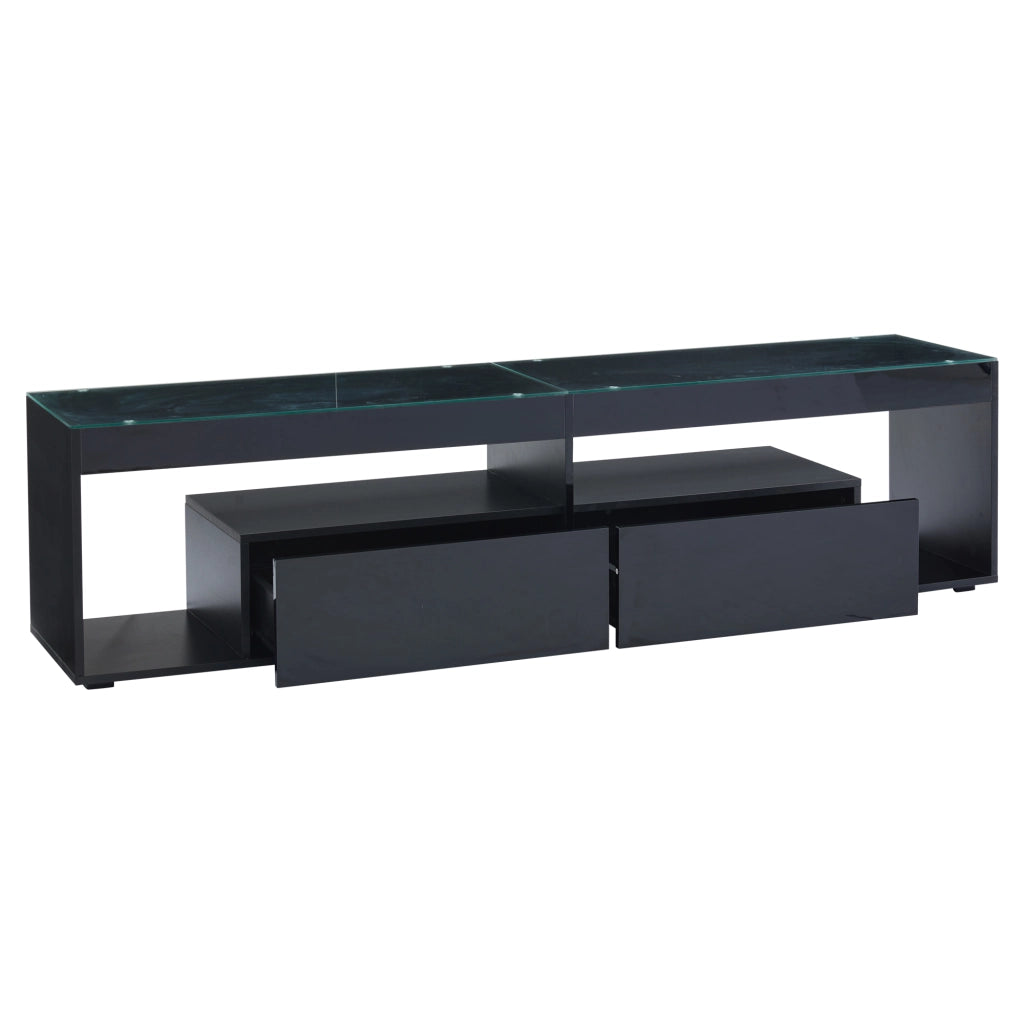 Mobile TV con 2 cassetti e illuminazione LED - per soggiorno - 180x40x46 cm - nero
