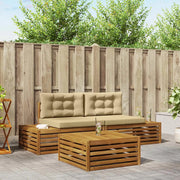 Set di divani da esterno con cuscino 3 Pezzo Naturale e Beige
