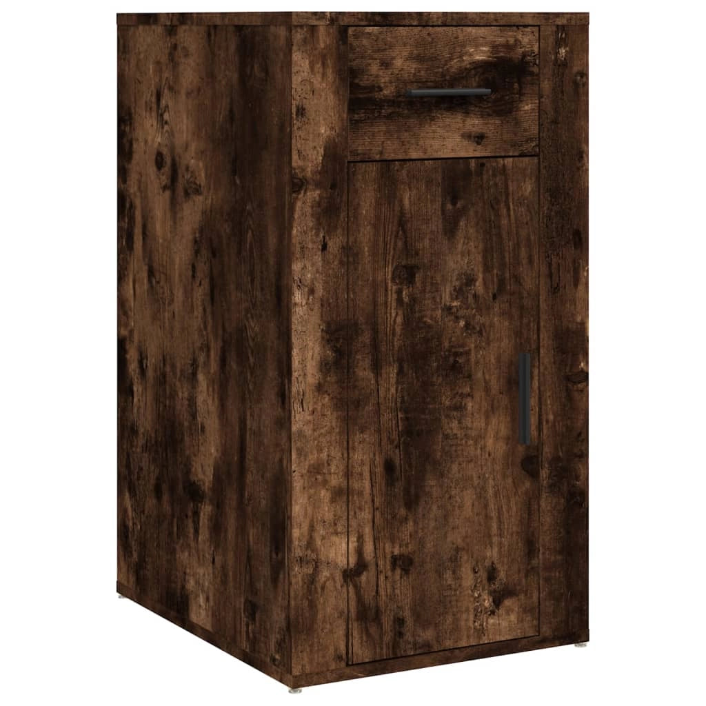Scrivania da ufficio postazione di lavoro mobile per computer studio con mobiletto rovere affumicato legno marrone ingegnerizzato 02_0023385