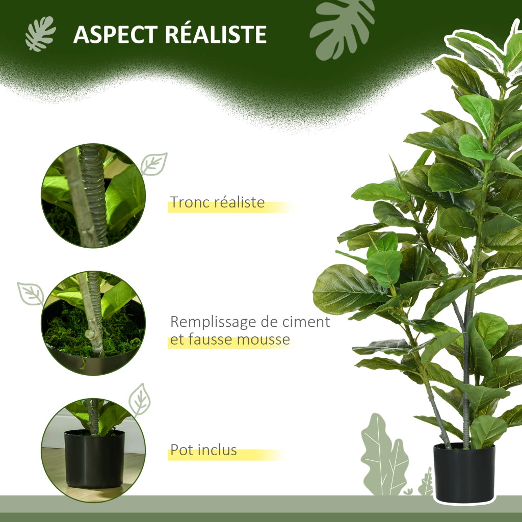 2 Ficus Artificiali in Vaso ¨C zephmum ¨C Verde, 110 cm