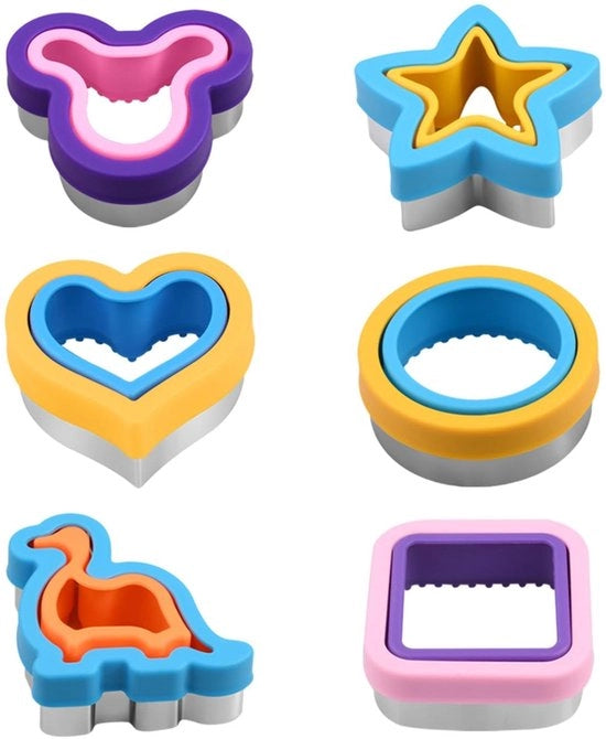 Snidoretti per panini 6 pezzi - Lame in acciaio inossidabile - Snidoretti per verdure - Snidoretti per alimenti per bambini - Decorazioni per bento - Sicuri e duraturi - Forme per panini in plastica