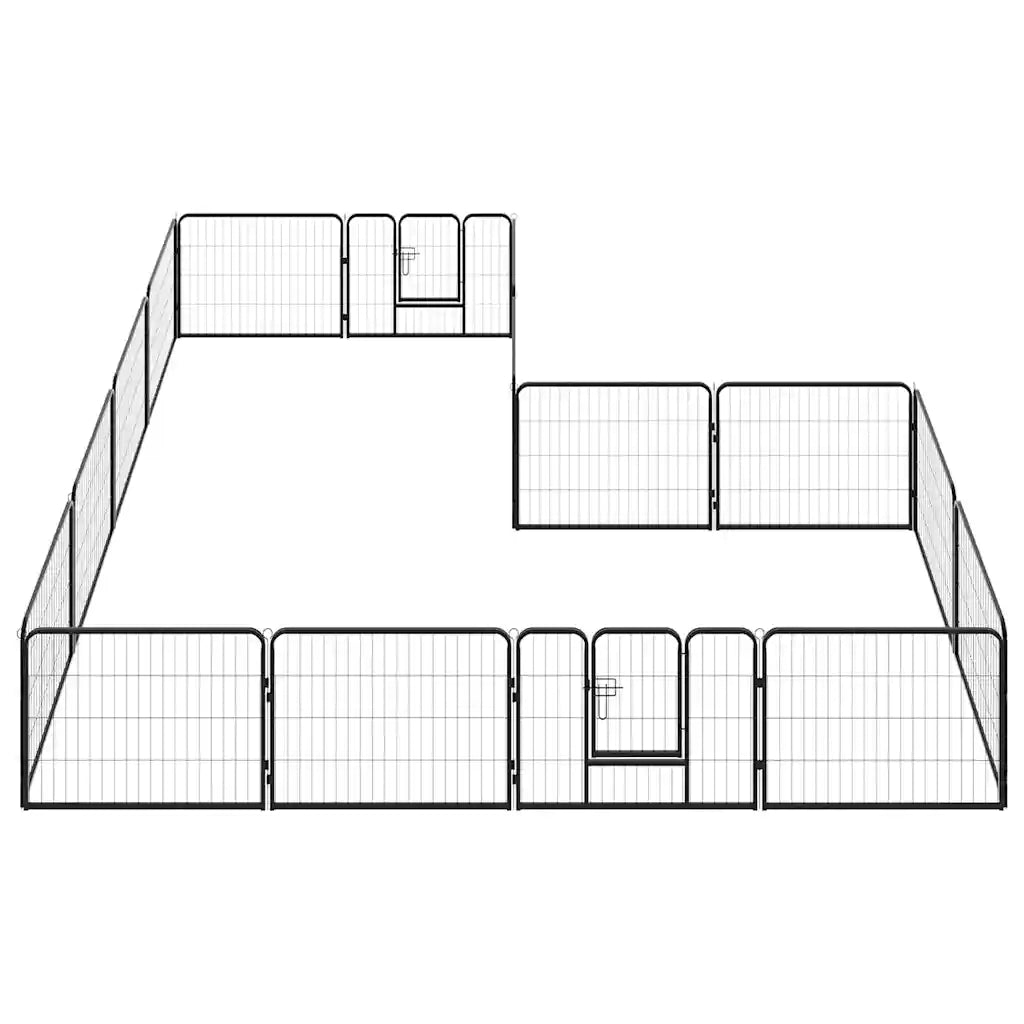 Box per Cani con 16 Pannelli in Acciaio 60x80 cm Nero 275492