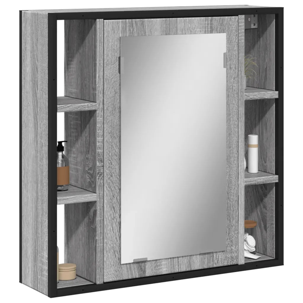 Mobile Specchio da Bagno Grigio Sonoma 60x16x60 cm Multistratocod mxl 114622