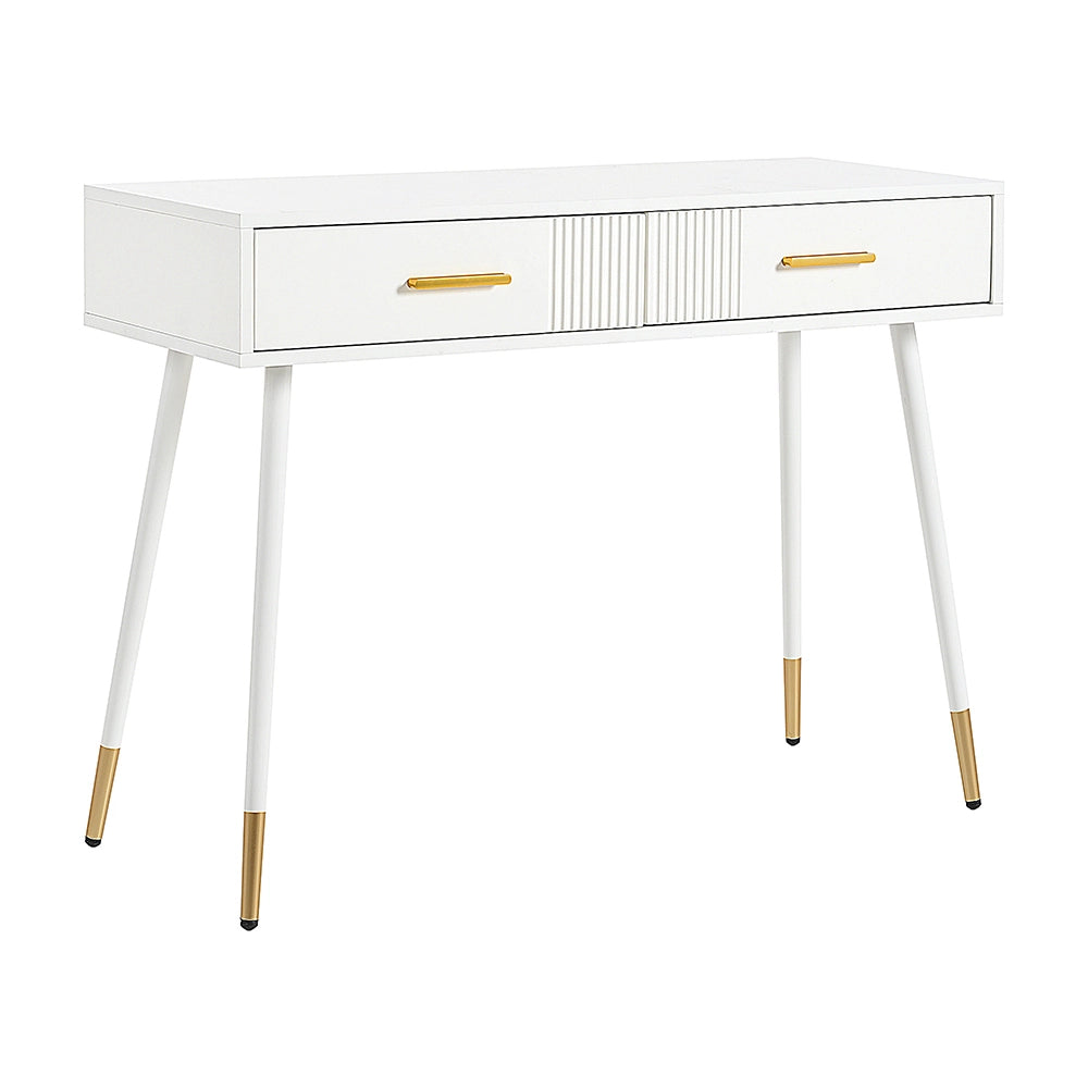 Coiffeuse con 2 cassetti - Xylo - 100x40x76 cm - Bianco - Gambe in metallo