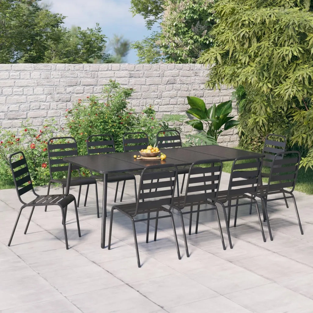 Set da Pranzo da Giardino 11 pz in Acciaio Antracite 3187996