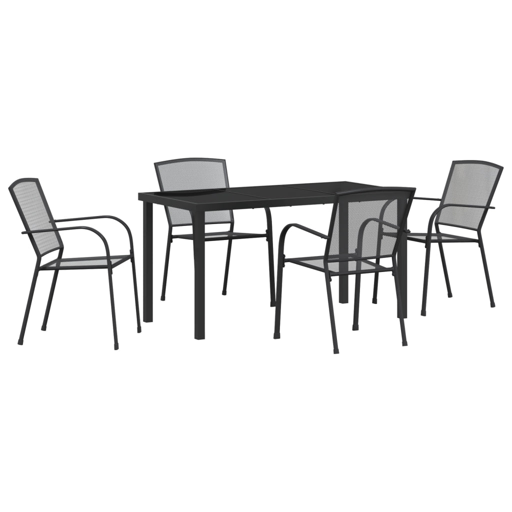 Set da Pranzo da Giardino 5 Pezzi in Acciaio Antracite