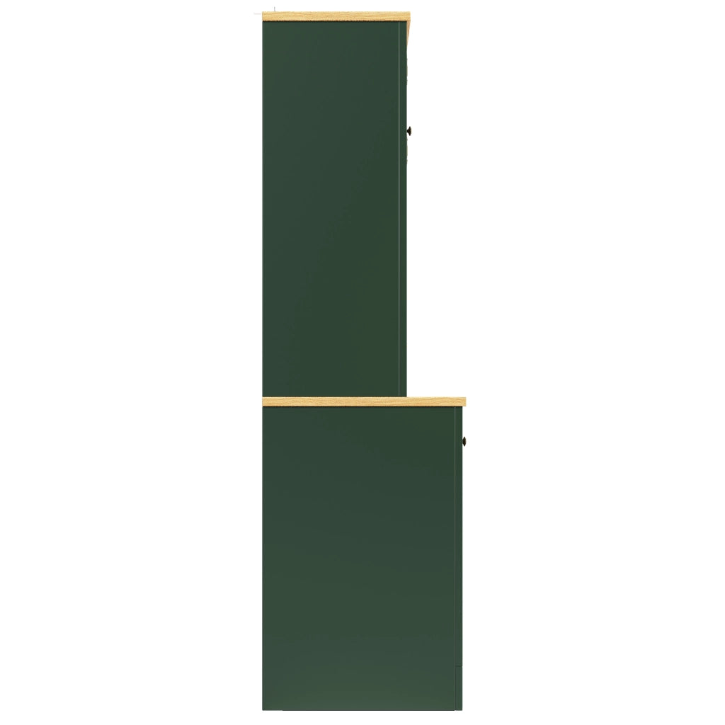 Mobile alto multifunzione in MDF con ante in PE rattan, sistema luci USB opzionale, 120x40x180 cm, Verde Antico