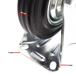 Set rotelle da trasporto 100 mm 2 ruote piroettanti con freno 2 fisse, nucleo in metallo, 70 kg a ruota