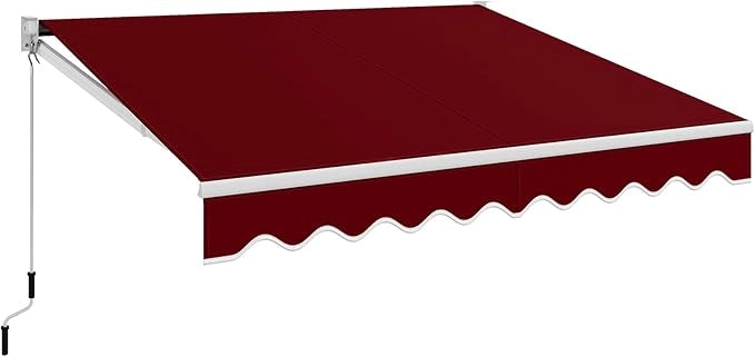 Tenda da Sole per Esterno Avvolgibile, Tenda da Sole a Bracci Estensibili con Telaio in Alluminio e Tettuccio Resistente al Sole e Impermeabile e Manovella (295 x 250 cm,Rosso)