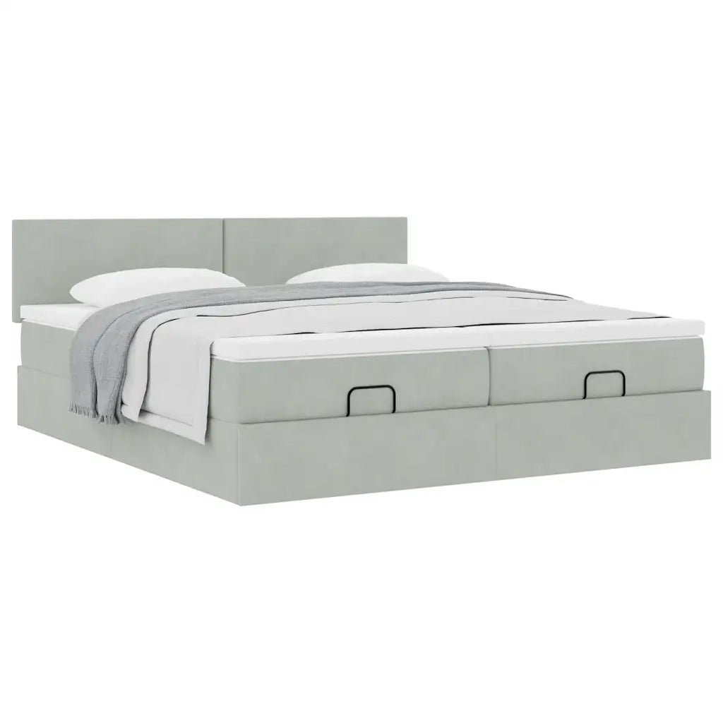 Struttura Letto Pouf con Materassi 160x200 cm in Velluto 3312050
