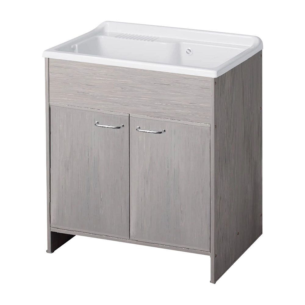 Mobile lavatoio 80 cm in PVC rovere kit di montaggio scarico incluso