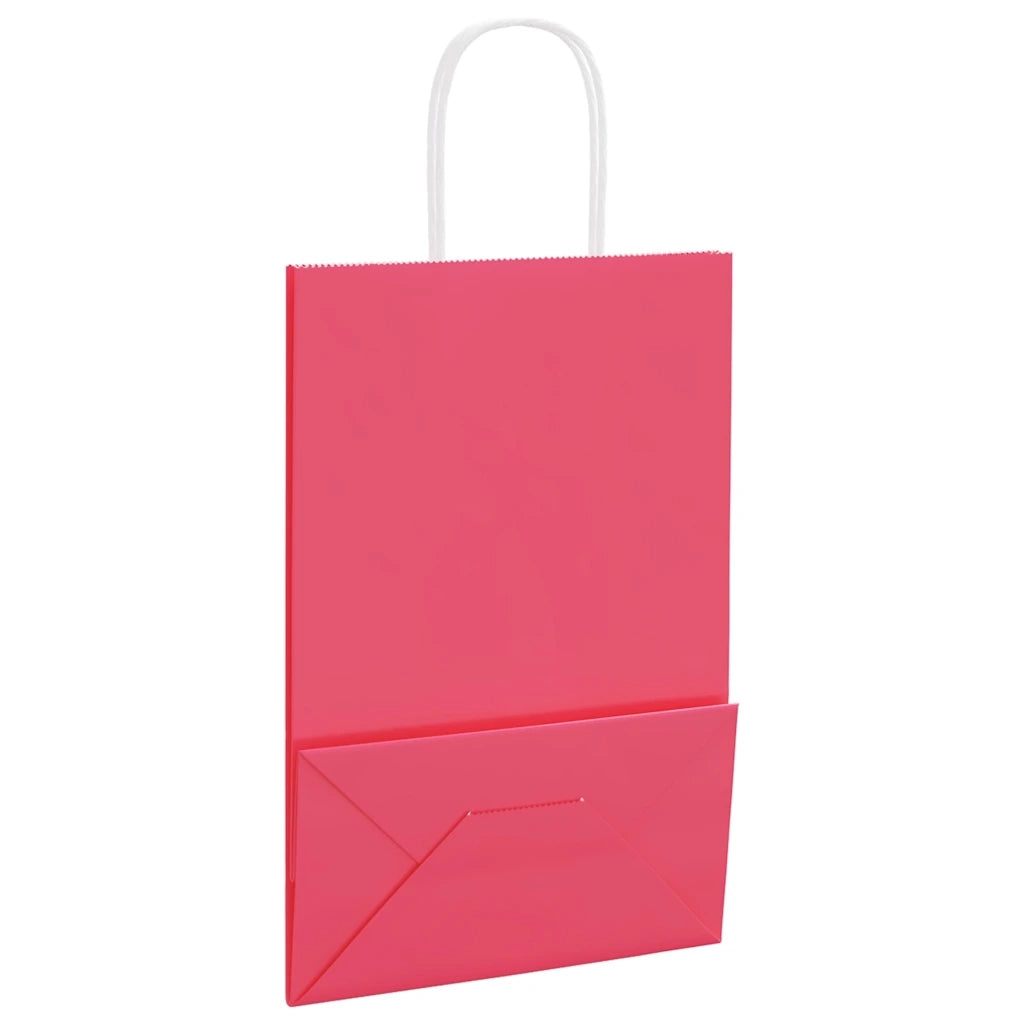 vidaXL Sacchetti di Carta 250 pz con Manici Rosa 21x11x31 cm