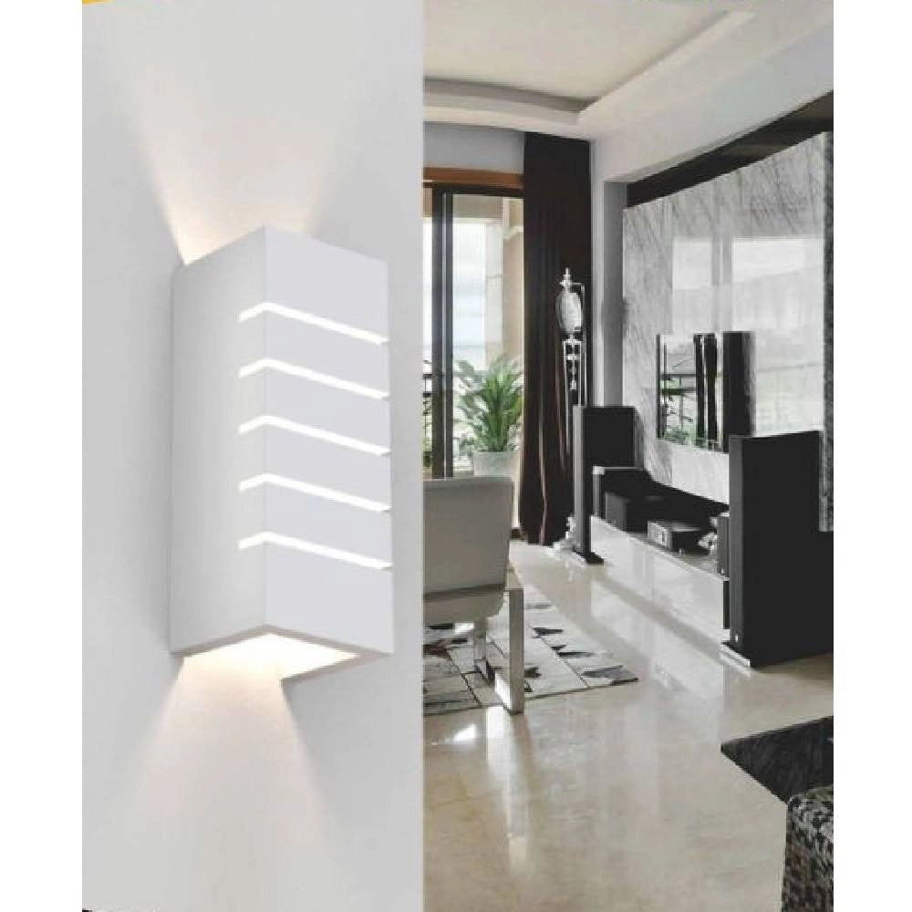 Trade Shop - Applique Parete Up E Down In Gesso Verniciabile Rettangolo Intagliato G9 Gs-e52 -