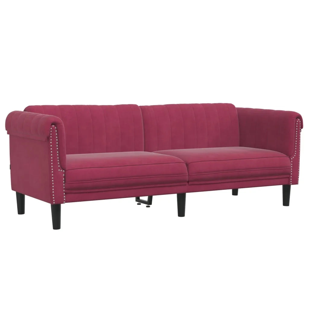 Set di Divani 3 pz Rosso Vino in Velluto 3209213