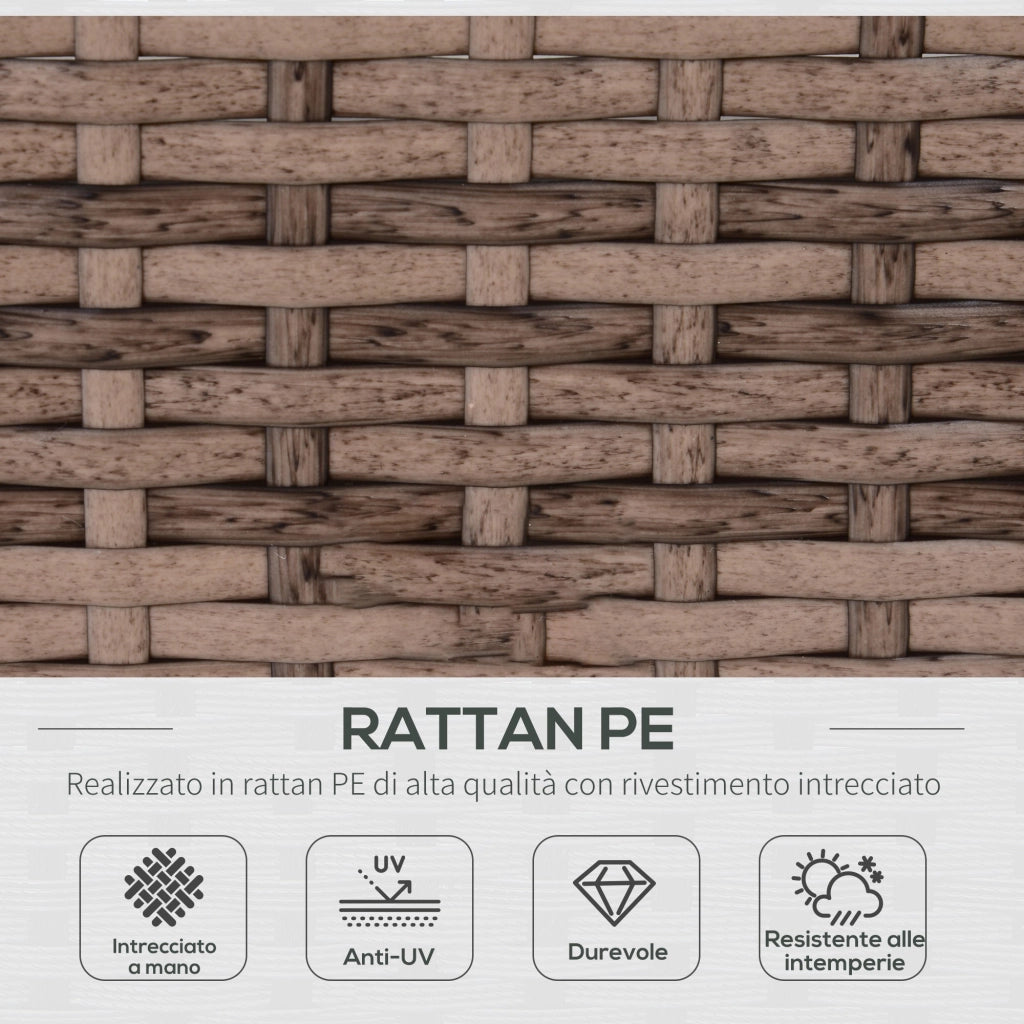Set da Giardino Divano Modulabile e Tavolino in Rattan Grigio