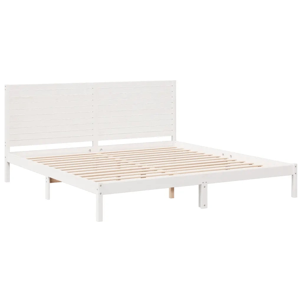 vidaXL Giroletto Extra Lungo senza Materasso Bianco 200x210cm Massello