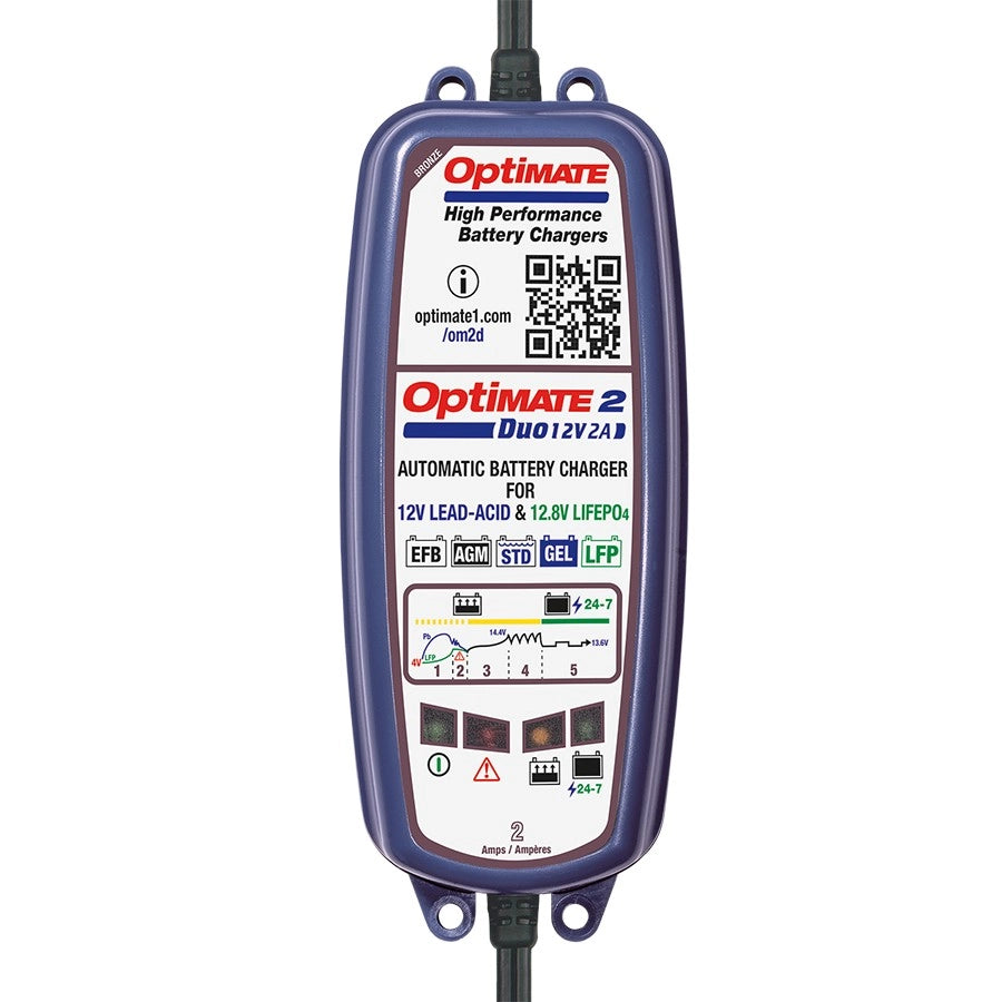 CARICABATTERIE OPTIMATE 2 DUO PER BATTERIE DA 12V / 12,8V 2A