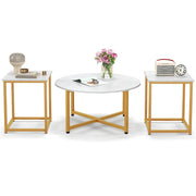 Set di 3 tavolini rotondi (80 x 42 cm) e 2 tavolini quadrati (40 x 40 x 50 cm) design moderno e versatile in metallo bianco 20_0011961