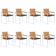 Sedie da Giardino con Cuscini 8 pz in Legno Massello di Acacia cod mxl 72268