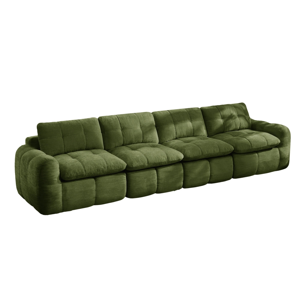Divano modulare senza telaio in ciniglia 334 × 97 × 68 cm verde