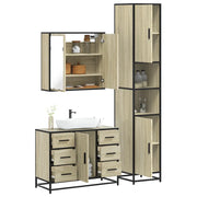 Set Mobili da Bagno 3 pz Rovere Sonoma in Legno Multistrato 3301081